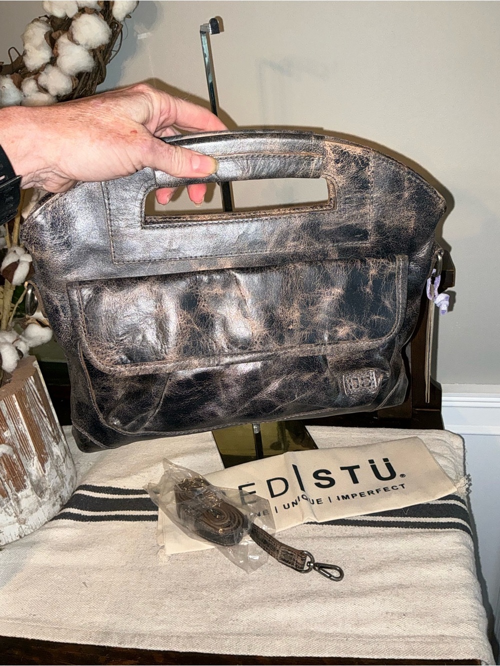 NWT Bed Stu Leather Greenway Handbag Crossbody Bag Black Lux MSRP $265 - Picture 6 of 16